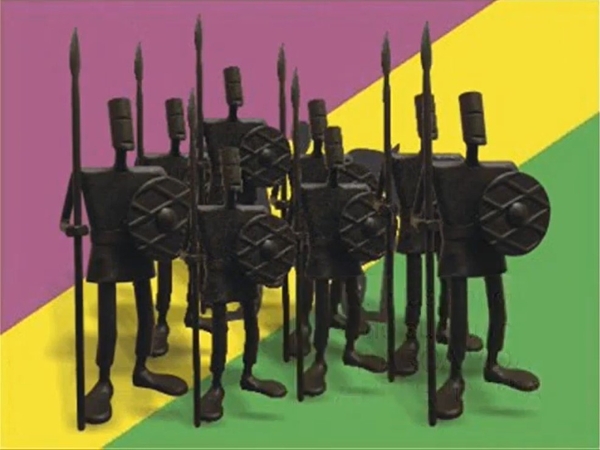 Guerreros pelendones y bandera